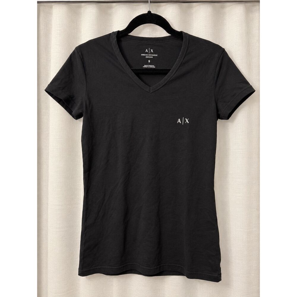A|X Armani Exchange black V-neck T-shirt S